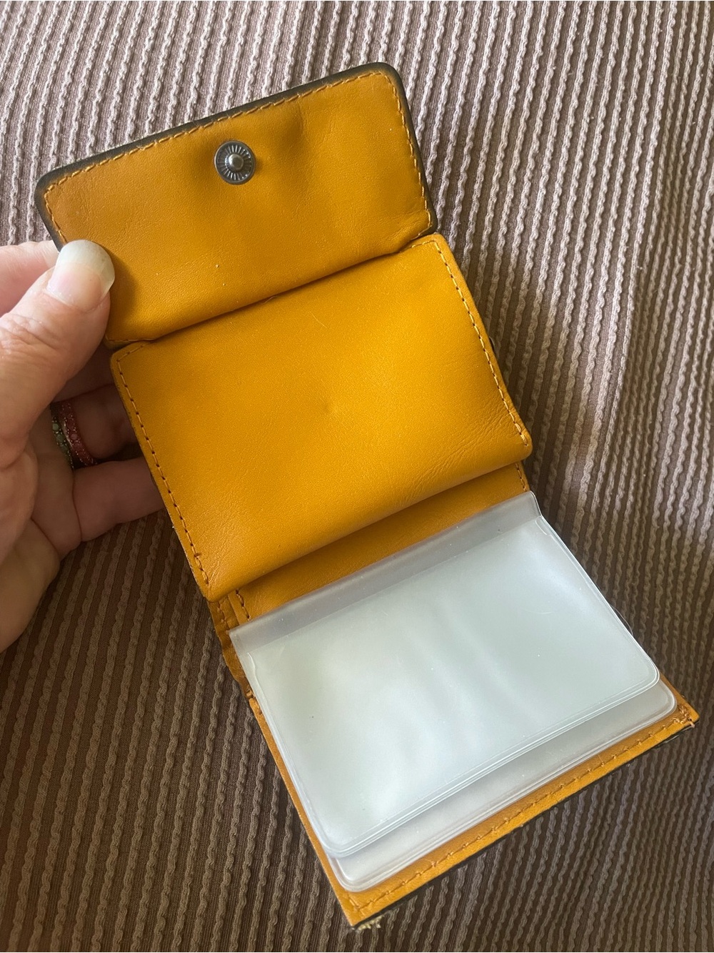 Patricia Nash Yellow and Black Snake-Print Leather Coin & Card Holder Wallet - Picture 8 of 10
